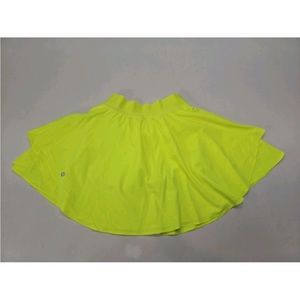 Lululemon Court Rival Perforated High-Rise Skirt Skort Long Yellow Highlighter 2